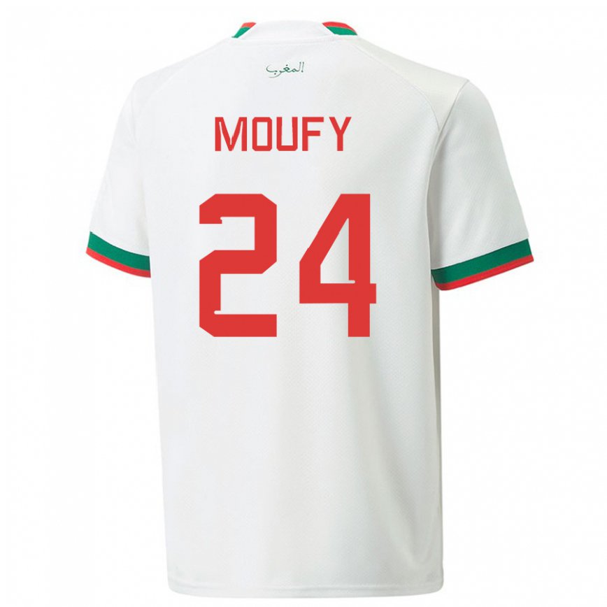 Niño Camiseta Marruecos Fahd Moufy #24 Blanco 2ª Equipación 22-24