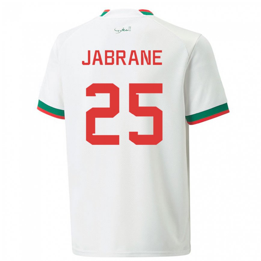 Niño Camiseta Marruecos Yahya Jabrane #25 Blanco 2ª Equipación 22-24