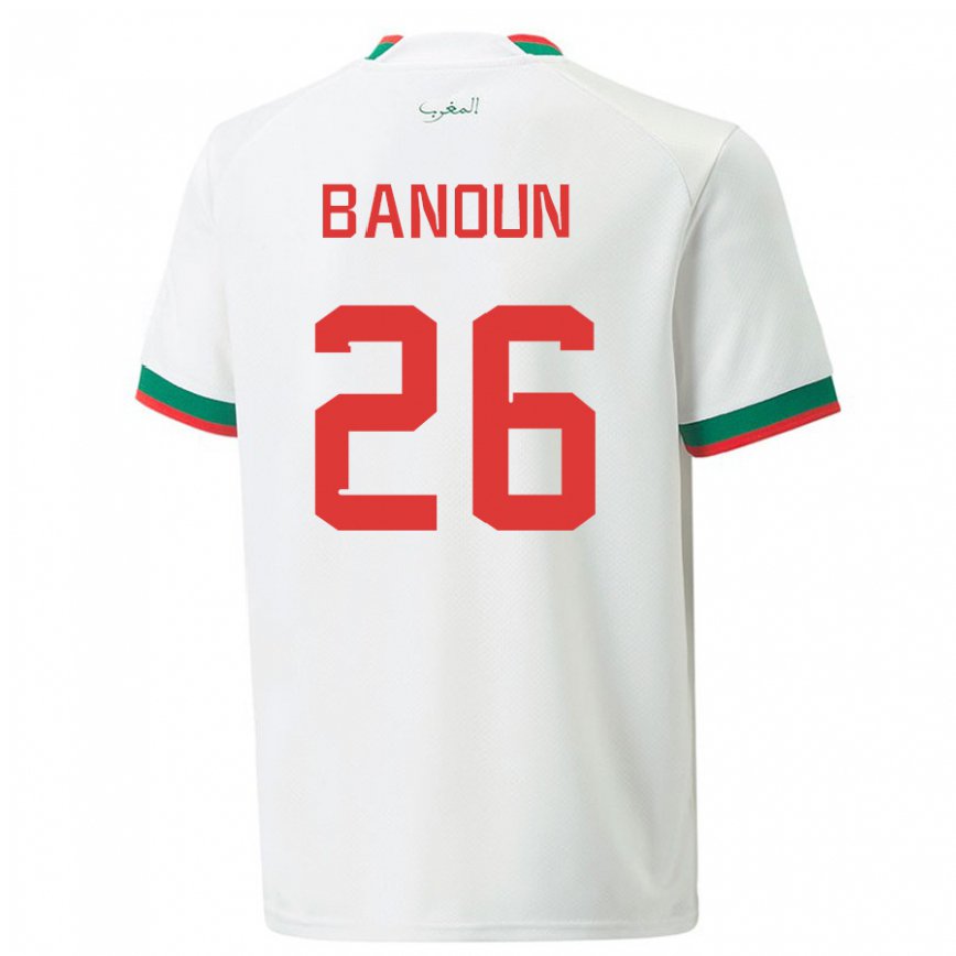 Niño Camiseta Marruecos Badr Banoun #26 Blanco 2ª Equipación 22-24