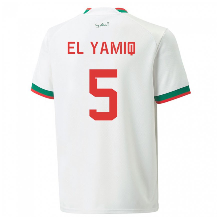 Niño Camiseta Marruecos Jawad El Yamiq #5 Blanco 2ª Equipación 22-24