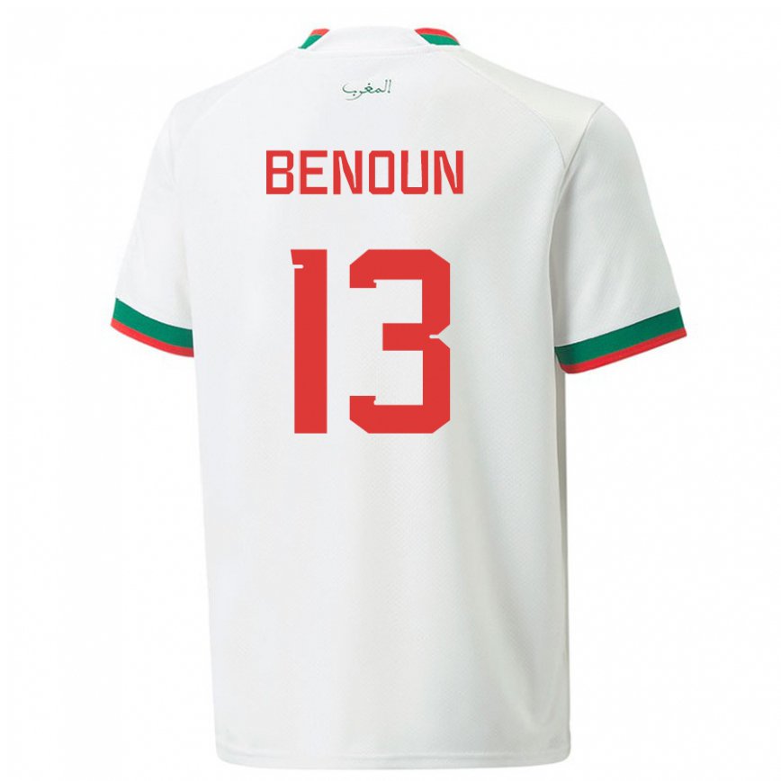 Niño Camiseta Marruecos Badr Benoun #13 Blanco 2ª Equipación 22-24