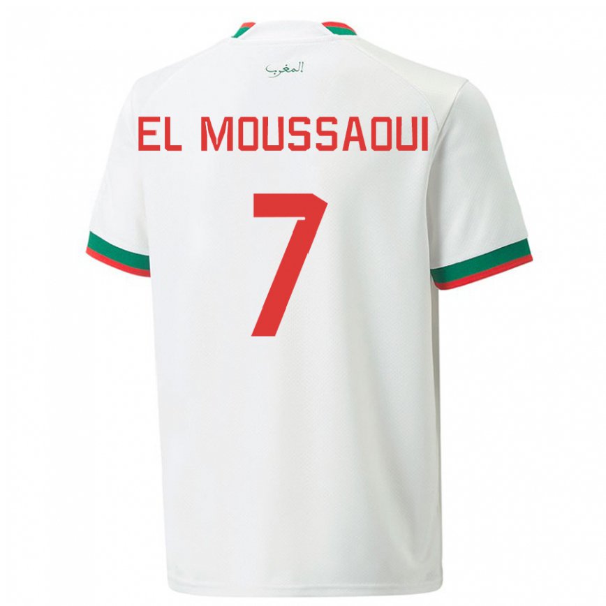 Niño Camiseta Marruecos Hamza El Moussaoui #7 Blanco 2ª Equipación 22-24