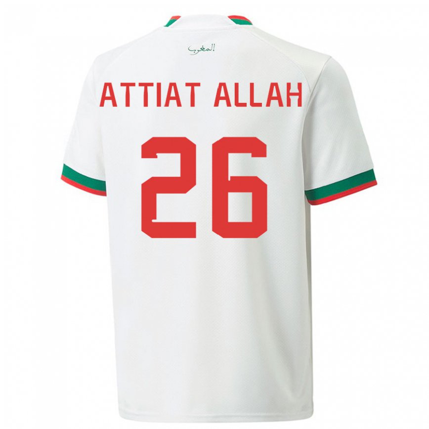 Niño Camiseta Marruecos Yahia Attiat-allah #26 Blanco 2ª Equipación 22-24