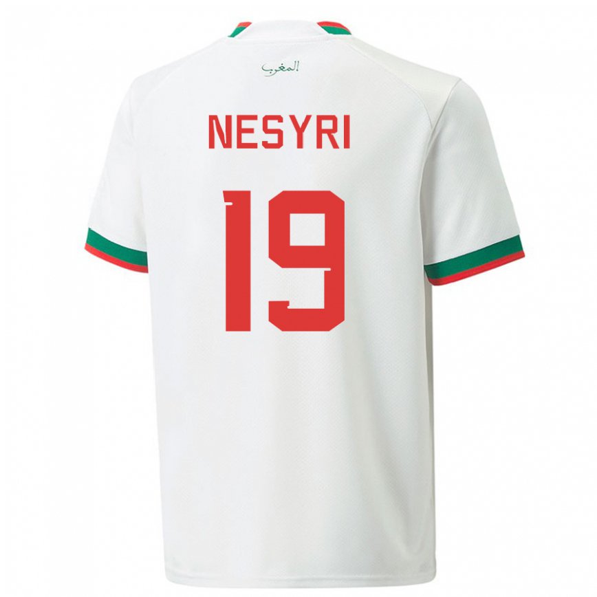 Niño Camiseta Marruecos Youssef En-nesyri #19 Blanco 2ª Equipación 22-24