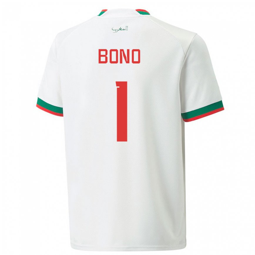 Niño Camiseta Marruecos Bono #1 Blanco 2ª Equipación 22-24