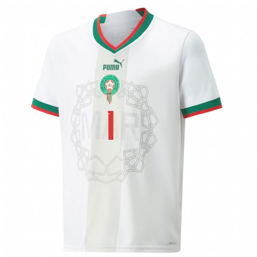 Niño Camiseta Marruecos Bono #1 Blanco 2ª Equipación 22-24