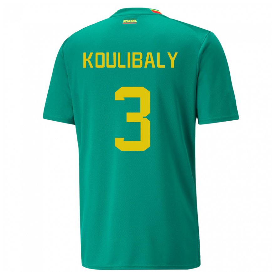 Niño Camiseta Senegal Kalidou Koulibaly #3 Verde 2ª Equipación 22-24