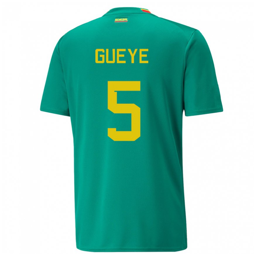 Niño Camiseta Senegal Idrissa Gueye #5 Verde 2ª Equipación 22-24