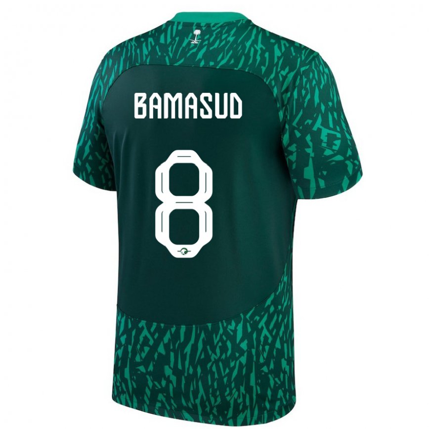 Niño Camiseta Arabia Saudita Ahmed Bamasud #8 Verde Oscuro 2ª Equipación 22-24