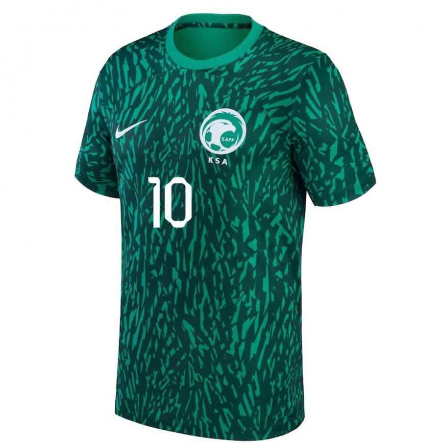 Niño Camiseta Arabia Saudita Salem Al Dawsari #10 Verde Oscuro 2ª Equipación 22-24