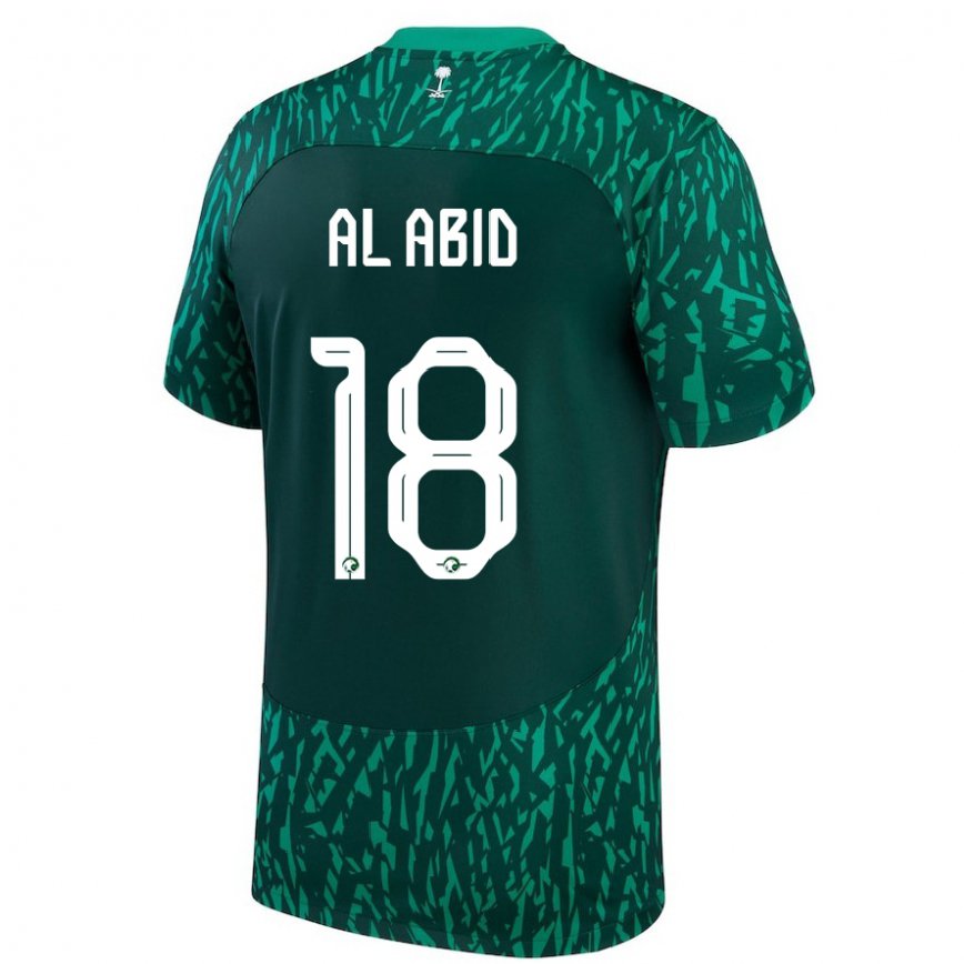 Niño Camiseta Arabia Saudita Nawaf Al Abid #18 Verde Oscuro 2ª Equipación 22-24