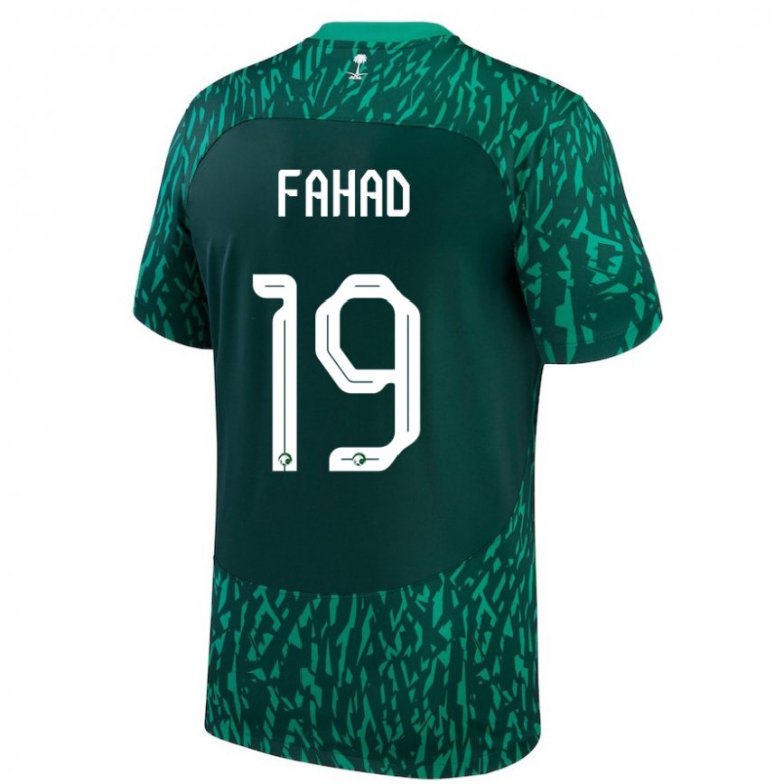 Niño Camiseta Arabia Saudita Fahad Al Muwallad #19 Verde Oscuro 2ª Equipación 22-24