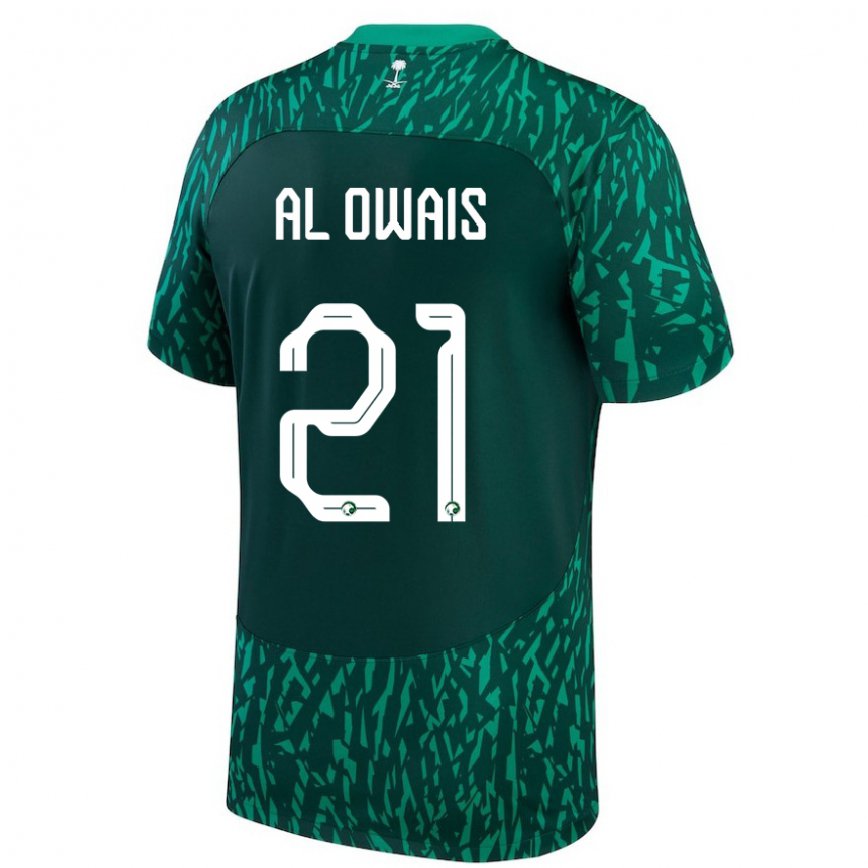 Niño Camiseta Arabia Saudita Mohammed Al Owais #21 Verde Oscuro 2ª Equipación 22-24