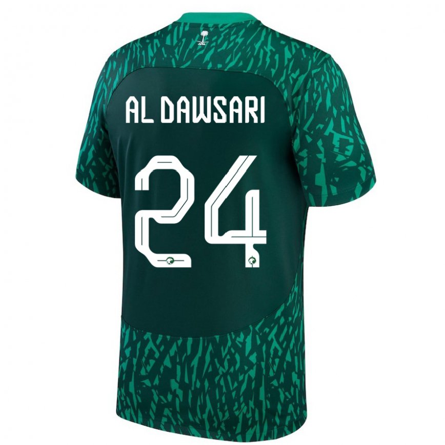 Niño Camiseta Arabia Saudita Nasser Al Dawsari #24 Verde Oscuro 2ª Equipación 22-24