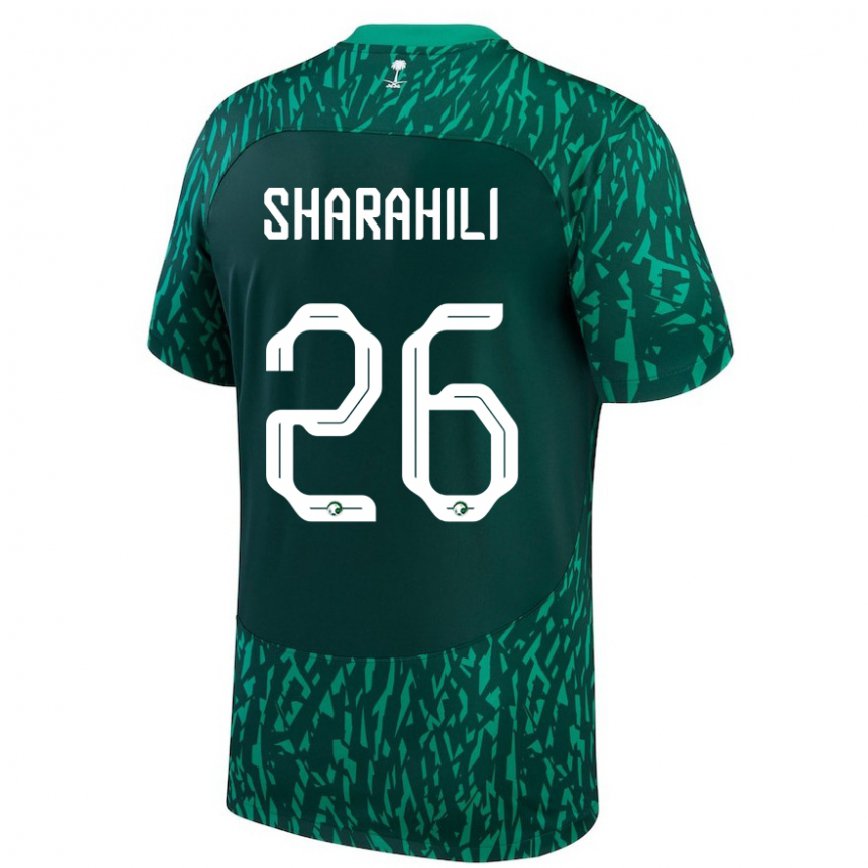 Niño Camiseta Arabia Saudita Riyadh Sharahili #26 Verde Oscuro 2ª Equipación 22-24