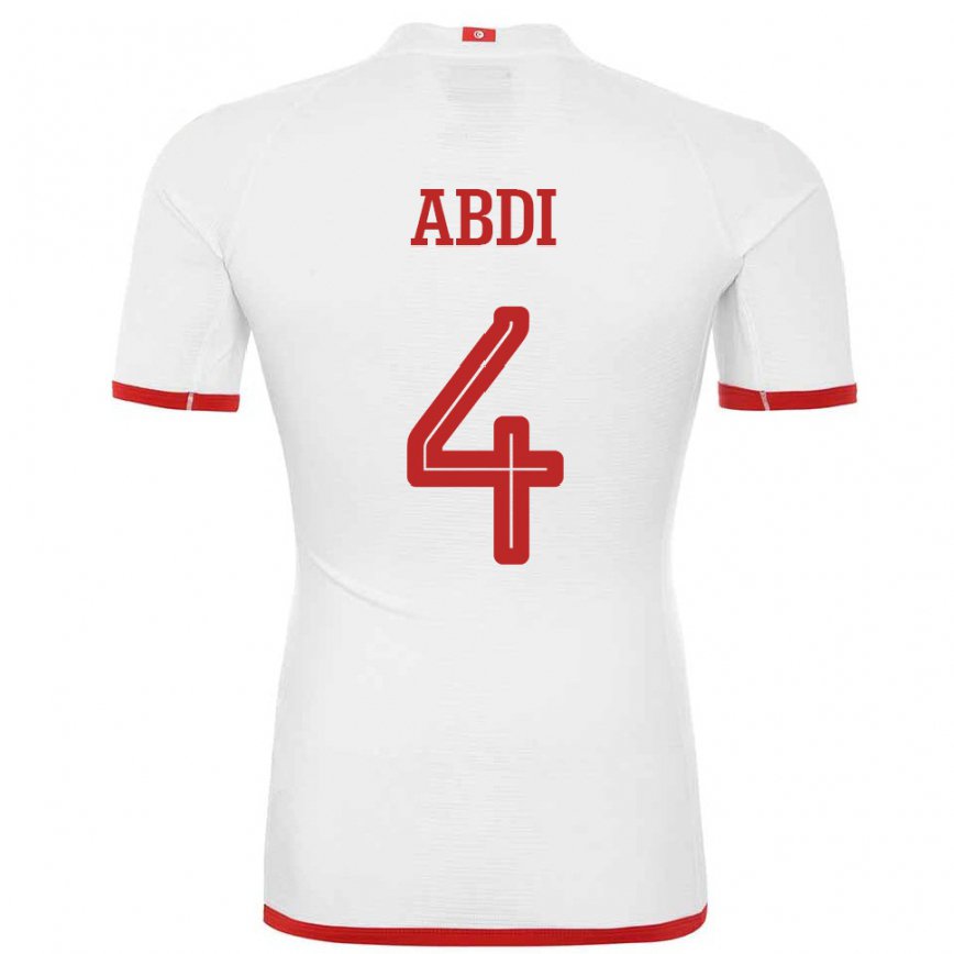Niño Camiseta Túnez Ali Abdi #4 Blanco 2ª Equipación 22-24