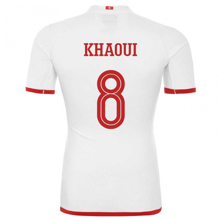 Niño Camiseta Túnez Saif Eddine Khaoui #8 Blanco 2ª Equipación 22-24