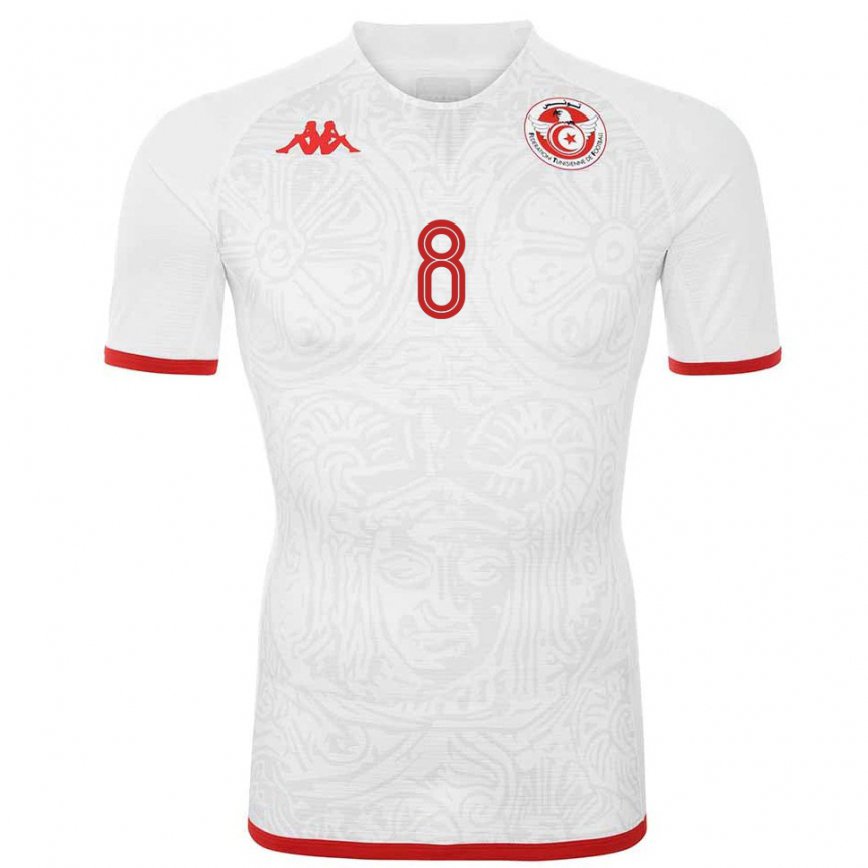 Niño Camiseta Túnez Saif Eddine Khaoui #8 Blanco 2ª Equipación 22-24