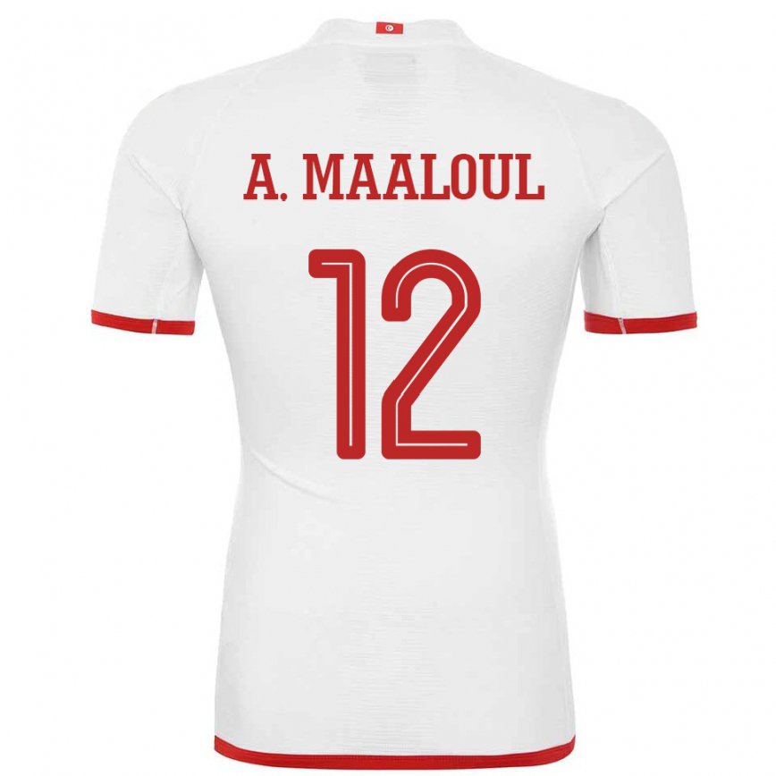 Niño Camiseta Túnez Ali Maaloul #12 Blanco 2ª Equipación 22-24