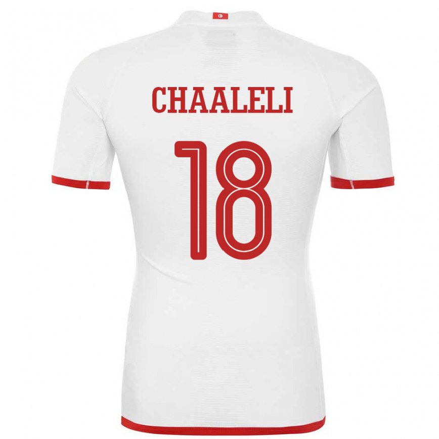 Niño Camiseta Túnez Ghaliene Chaaleli #18 Blanco 2ª Equipación 22-24