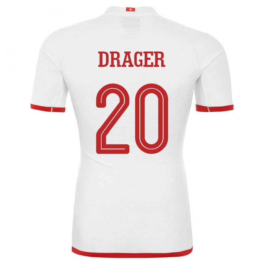 Niño Camiseta Túnez Mohamed Drager #20 Blanco 2ª Equipación 22-24