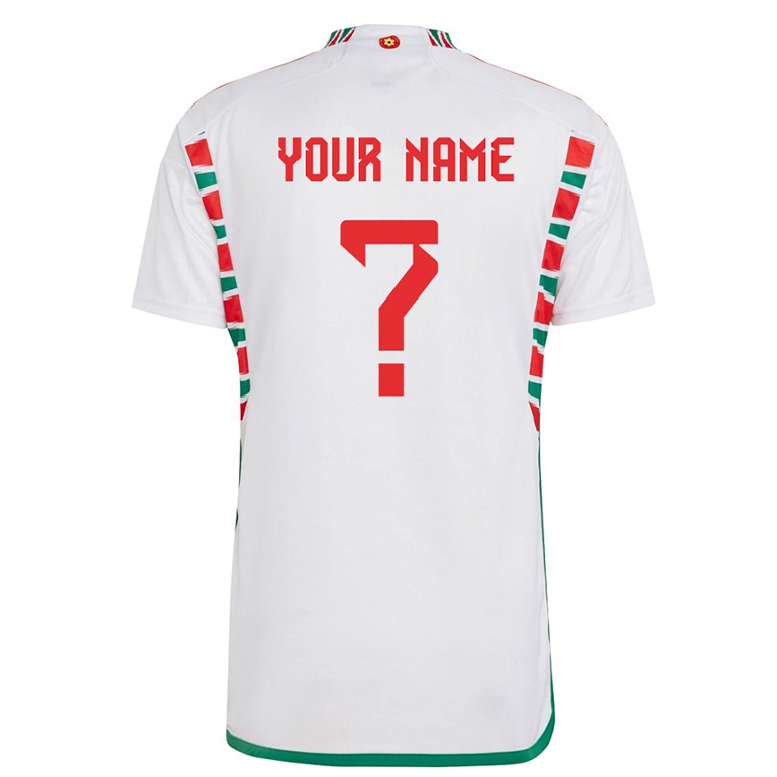 Niño Camiseta Gales Su Nombre #0 Blanco 2ª Equipación 22-24