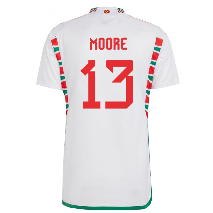 Niño Camiseta Gales Kieffer Moore #13 Blanco 2ª Equipación 22-24