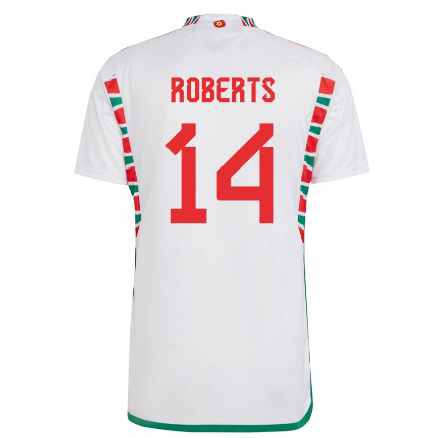 Niño Camiseta Gales Connor Roberts #14 Blanco 2ª Equipación 22-24