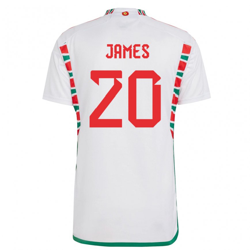 Niño Camiseta Gales Daniel James #20 Blanco 2ª Equipación 22-24