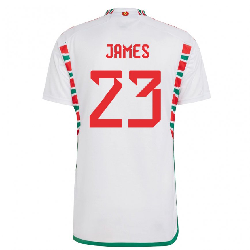 Niño Camiseta Gales Jordan James #23 Blanco 2ª Equipación 22-24