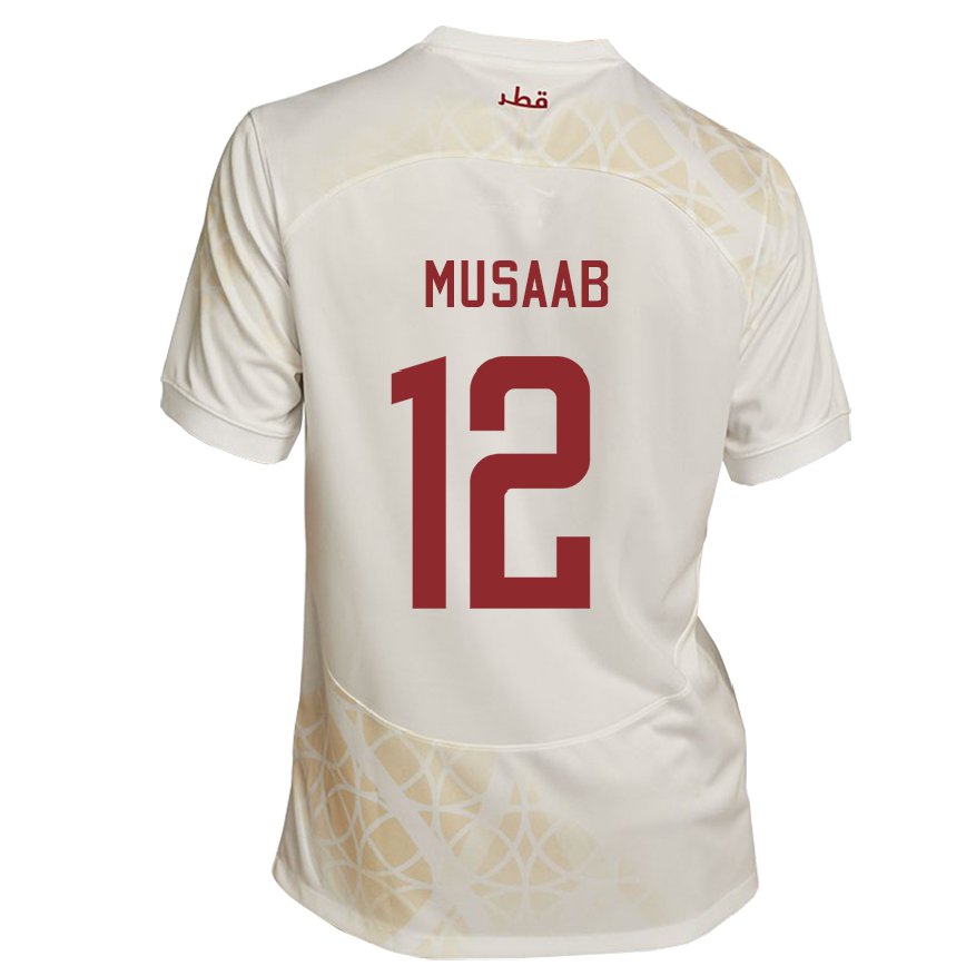 Niño Camiseta Catar Musaab Khidir #12 Beis Dorado 2ª Equipación 22-24