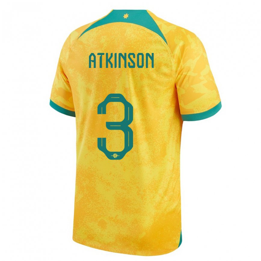 Hombre Camiseta Australia Nathaniel Atkinson #3 Dorado 1ª Equipación 22-24