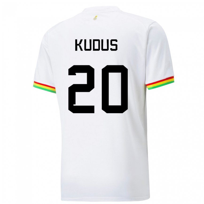 Hombre Camiseta Ghana Mohammed Kudus #20 Blanco 1ª Equipación 22-24