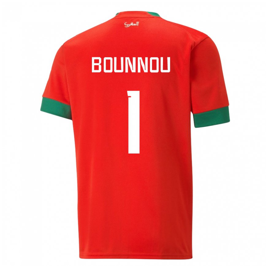 Hombre Camiseta Marruecos Yassine Bounnou #1 Rojo 1ª Equipación 22-24