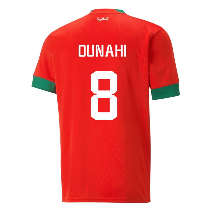 Hombre Camiseta Marruecos Azzeddine Ounahi #8 Rojo 1ª Equipación 22-24