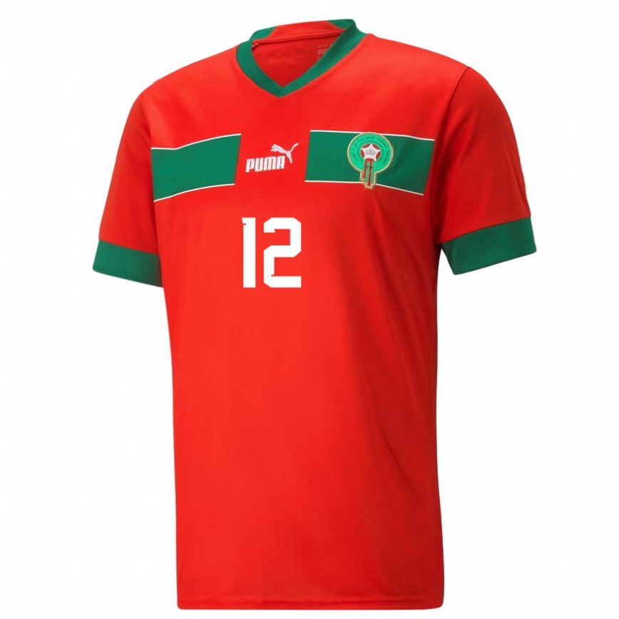 Hombre Camiseta Marruecos Munir Kajoui #12 Rojo 1ª Equipación 22-24