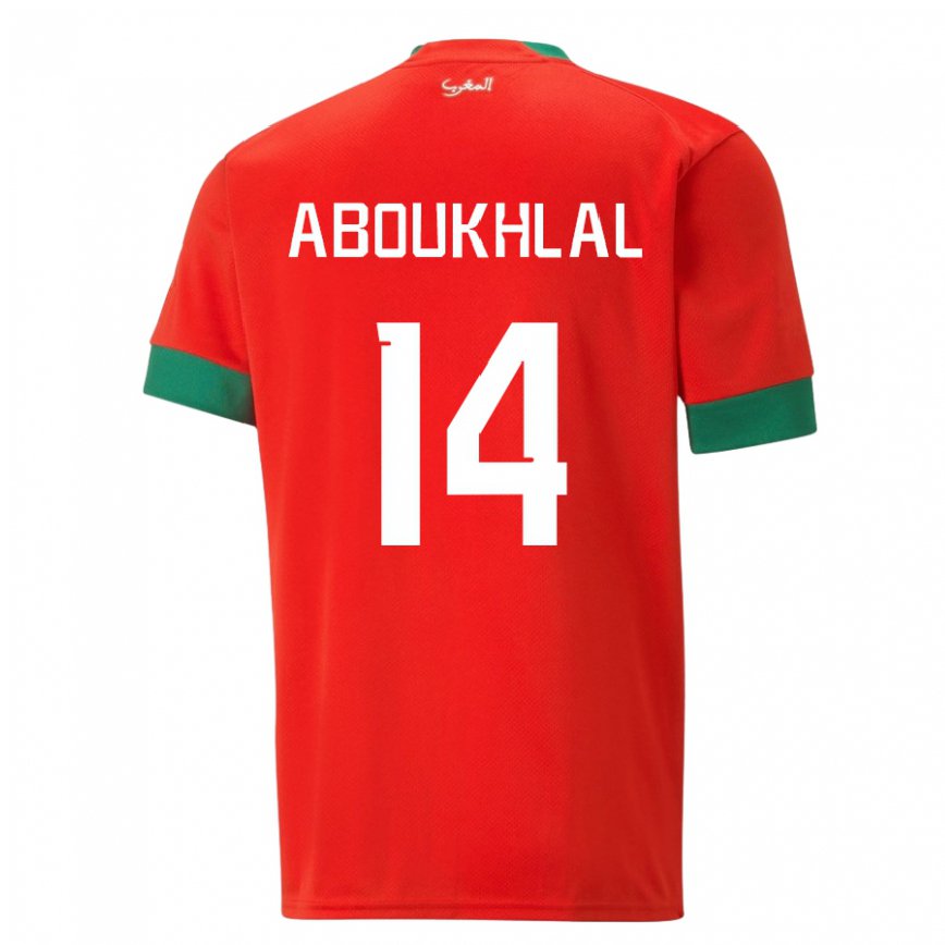 Hombre Camiseta Marruecos Zakaria Aboukhlal #14 Rojo 1ª Equipación 22-24