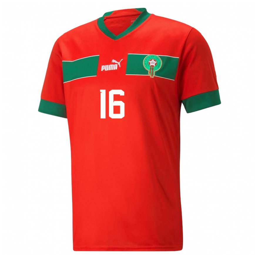 Hombre Camiseta Marruecos Abdessamad Zelzouli #16 Rojo 1ª Equipación 22-24