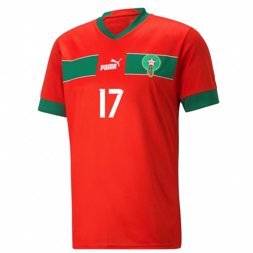 Hombre Camiseta Marruecos Soufiane Bouffal #17 Rojo 1ª Equipación 22-24