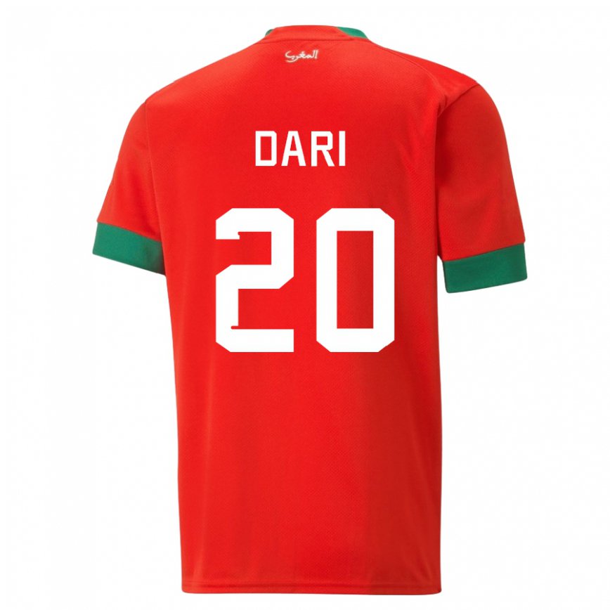 Hombre Camiseta Marruecos Achraf Dari #20 Rojo 1ª Equipación 22-24