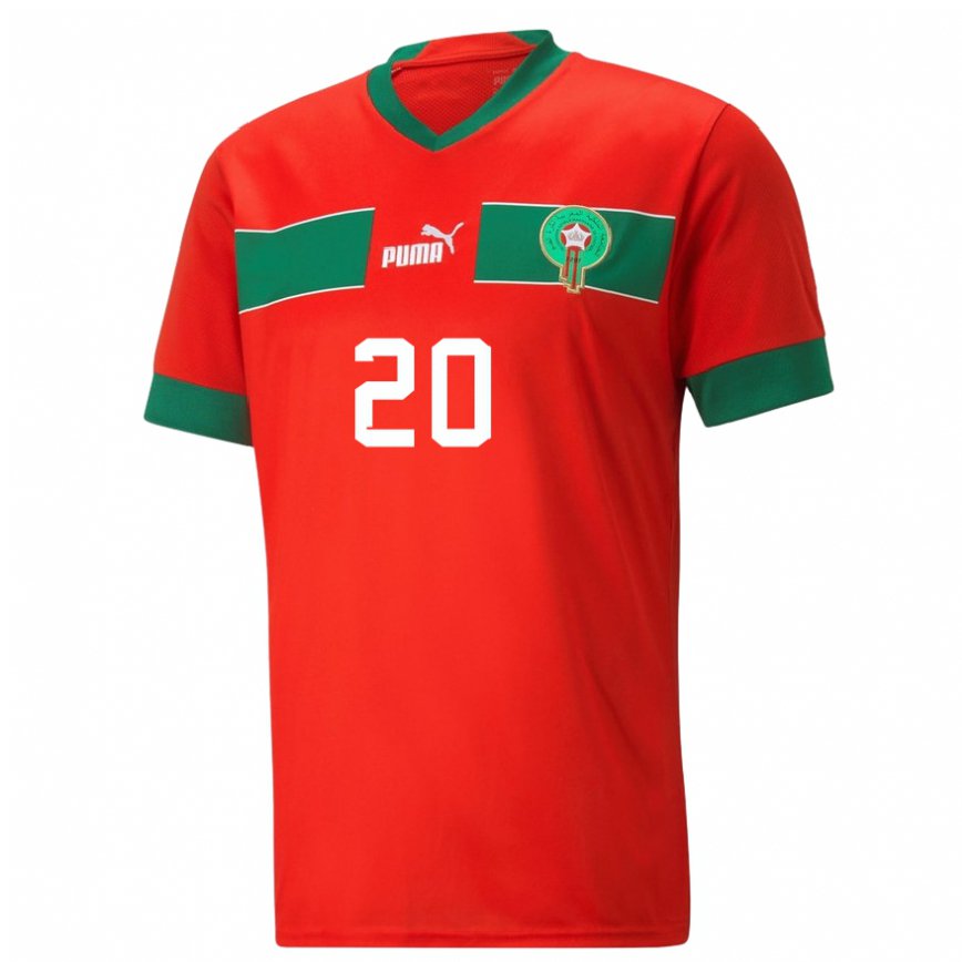 Hombre Camiseta Marruecos Achraf Dari #20 Rojo 1ª Equipación 22-24