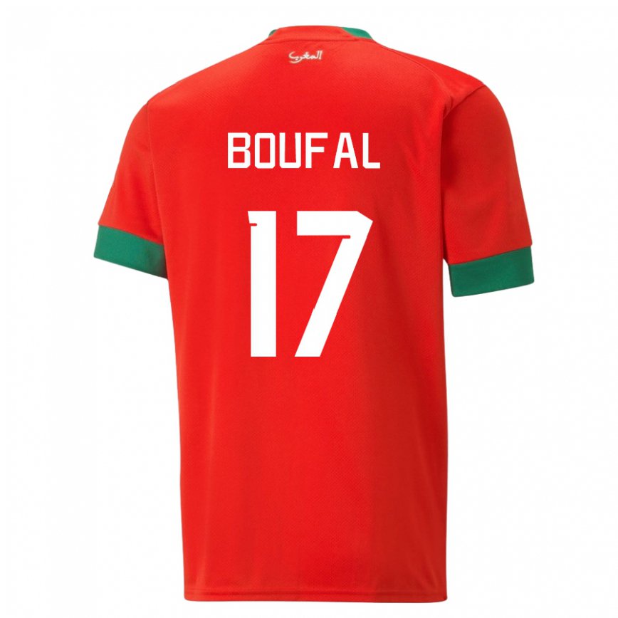 Hombre Camiseta Marruecos Sofiane Boufal #17 Rojo 1ª Equipación 22-24