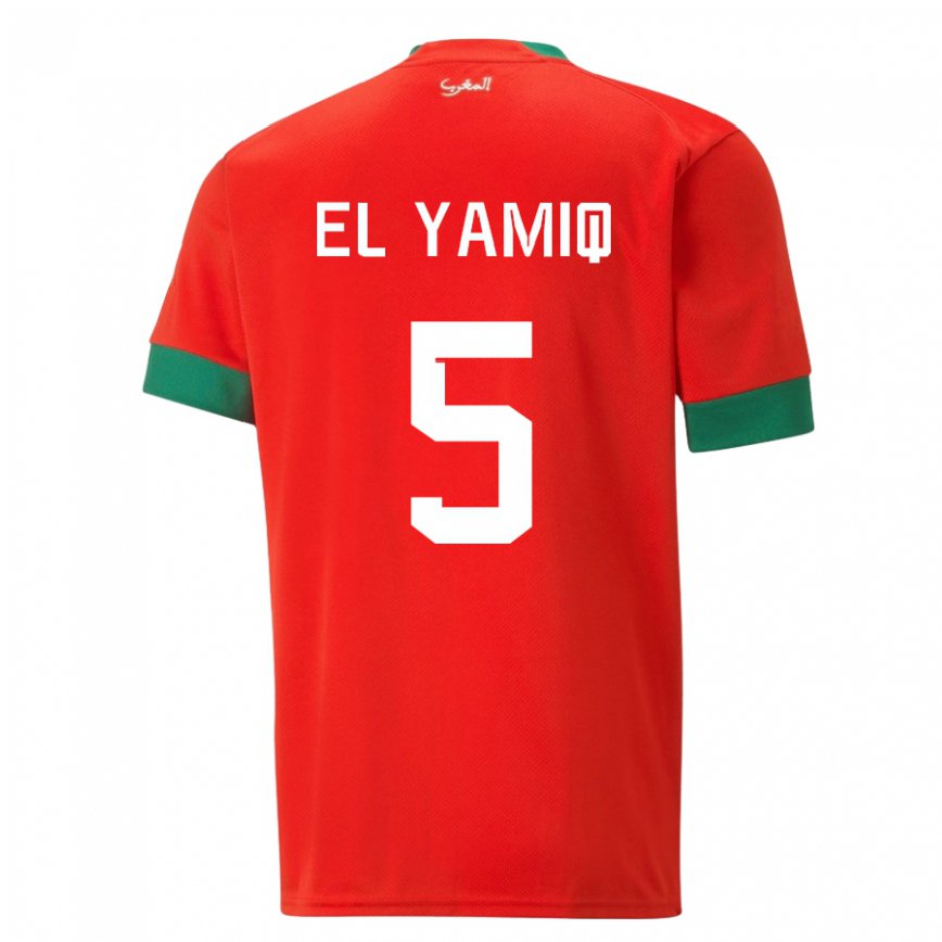 Hombre Camiseta Marruecos Jawad El Yamiq #5 Rojo 1ª Equipación 22-24