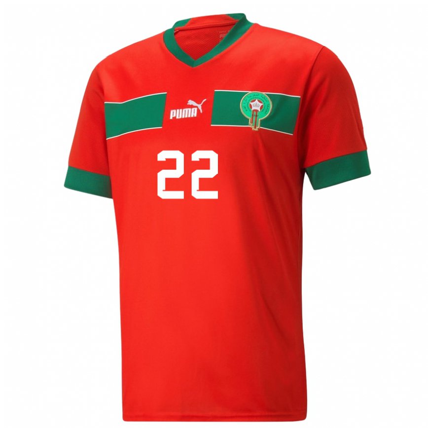 Hombre Camiseta Marruecos Ahmed Reda Tagnaouti #22 Rojo 1ª Equipación 22-24