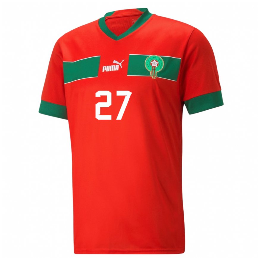 Hombre Camiseta Marruecos Soufiane Rahimi #27 Rojo 1ª Equipación 22-24