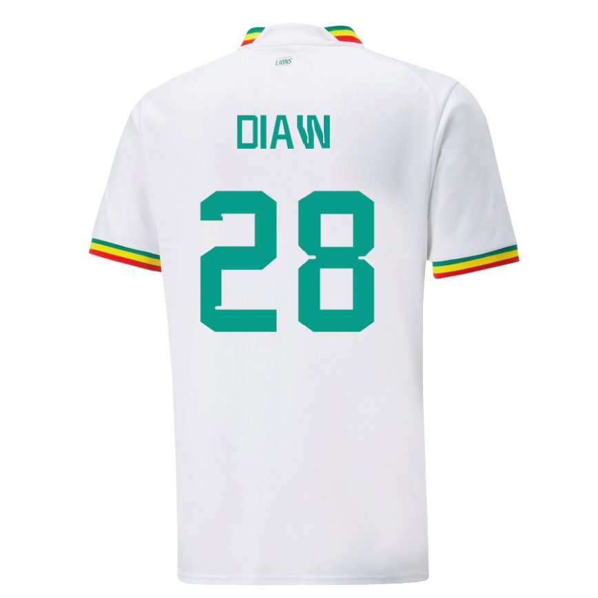 Hombre Camiseta Senegal Mory Diaw #28 Blanco 1ª Equipación 22-24