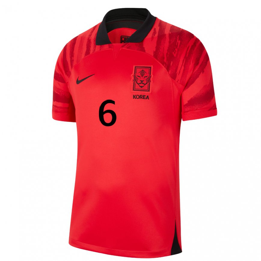 Hombre Camiseta Corea Del Sur In-beom Hwang #6 Rojo Volver 1ª Equipación 22-24