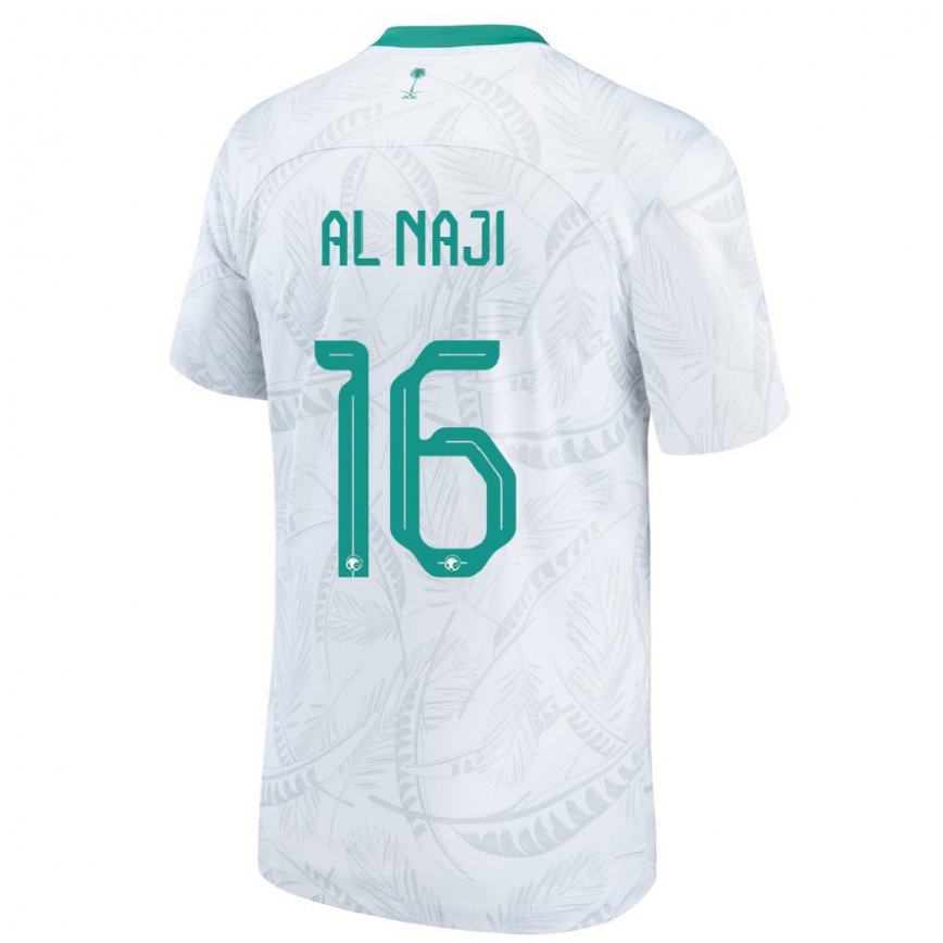 Hombre Camiseta Arabia Saudita Sami Al Naji #16 Blanco 1ª Equipación 22-24