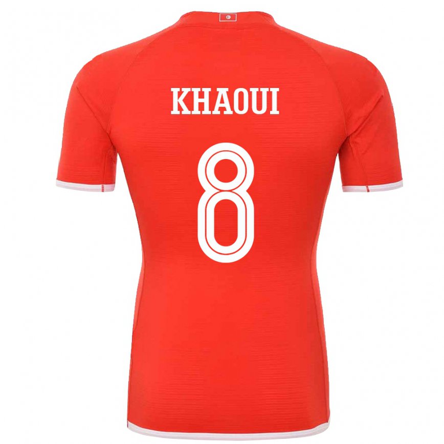 Hombre Camiseta Túnez Saif Eddine Khaoui #8 Rojo 1ª Equipación 22-24