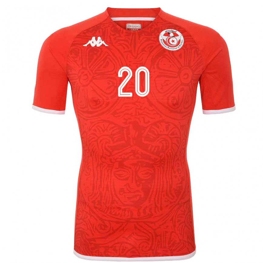 Hombre Camiseta Túnez Mohamed Drager #20 Rojo 1ª Equipación 22-24